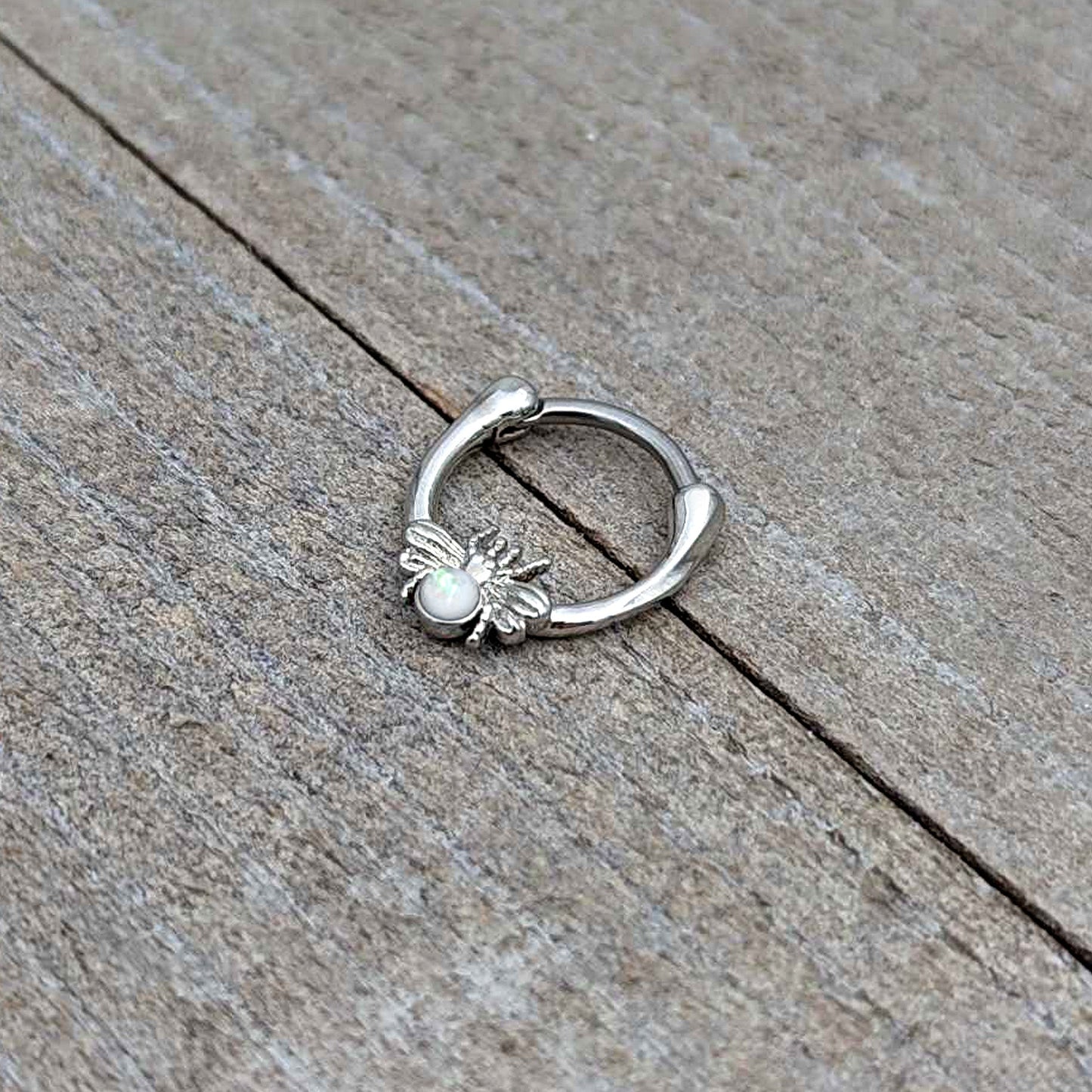 16G 5/16 White Faux Opal Ultra Fly Cartilage Clicker