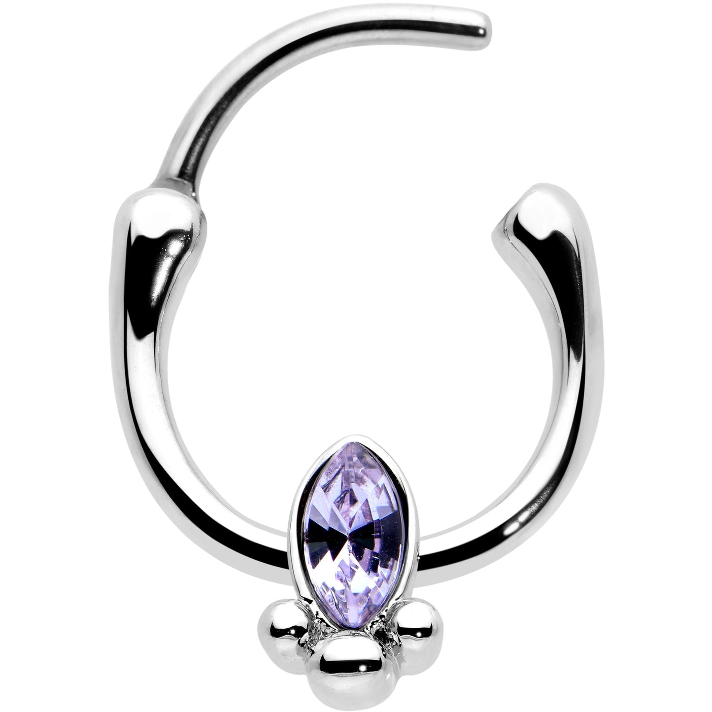 16G 5/16 Purple Gem Deco Oval Cartilage Clicker