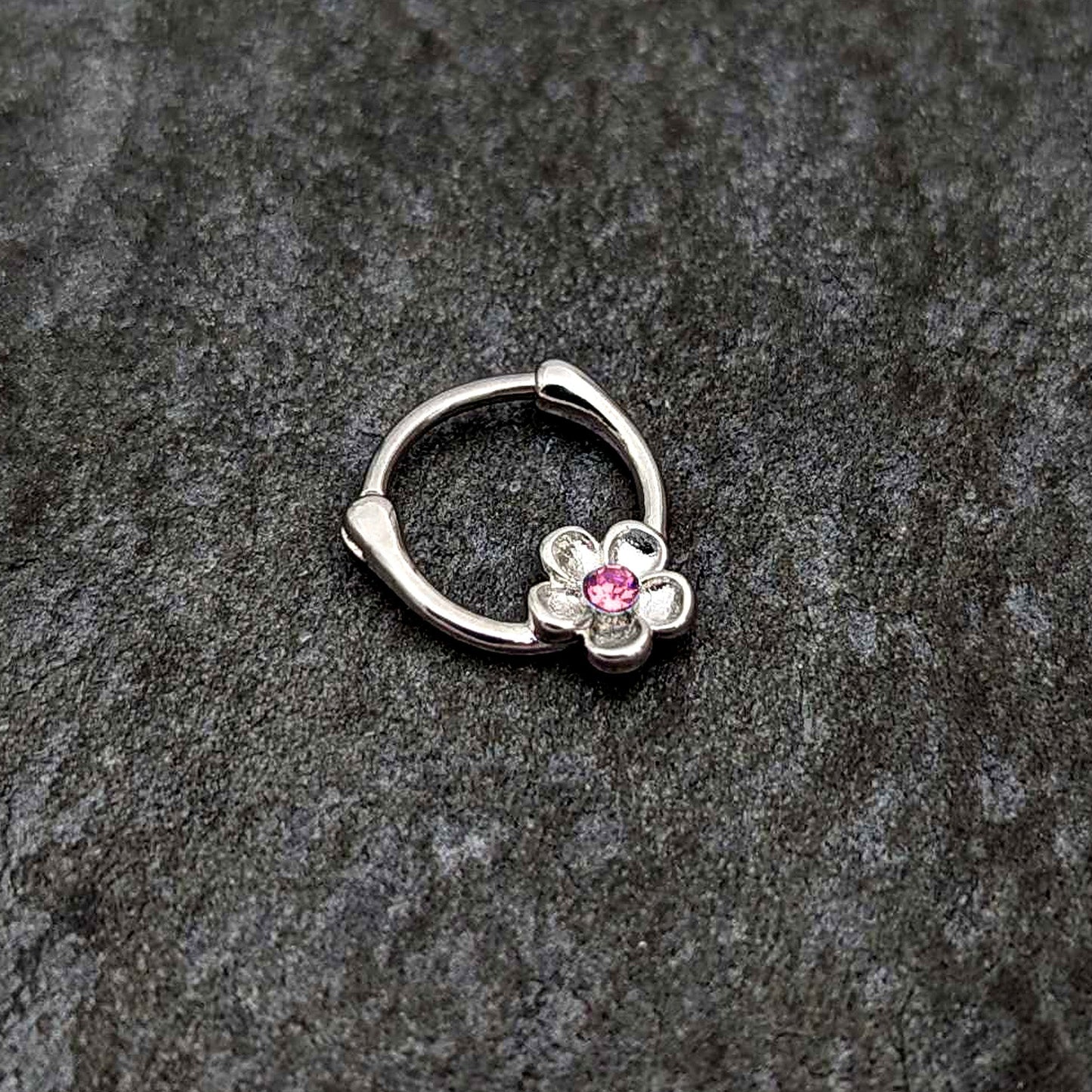 16G 5/16 Pink Gem Sweetheart Flower Cartilage Clicker