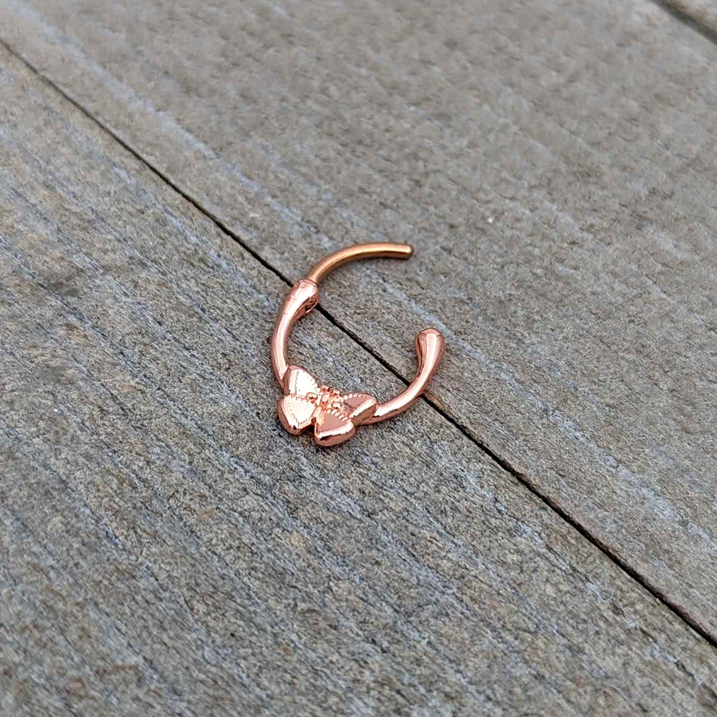 16G 5/16 Rose Gold Tone Simple Textured Butterfly Cartilage Clicker