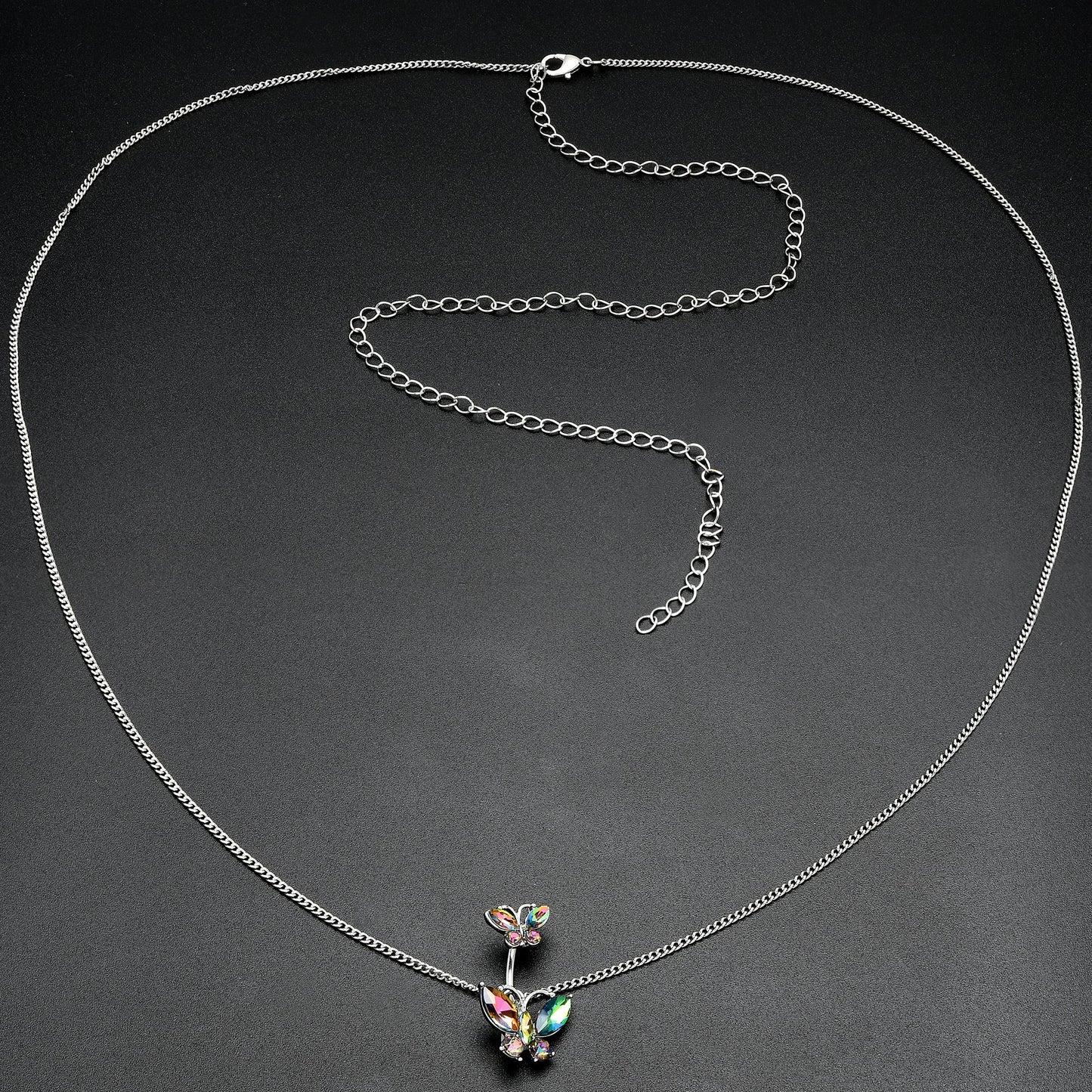 Rainbow Gem Butterfly Beauties Double Mount Belly Ring Belly Chain