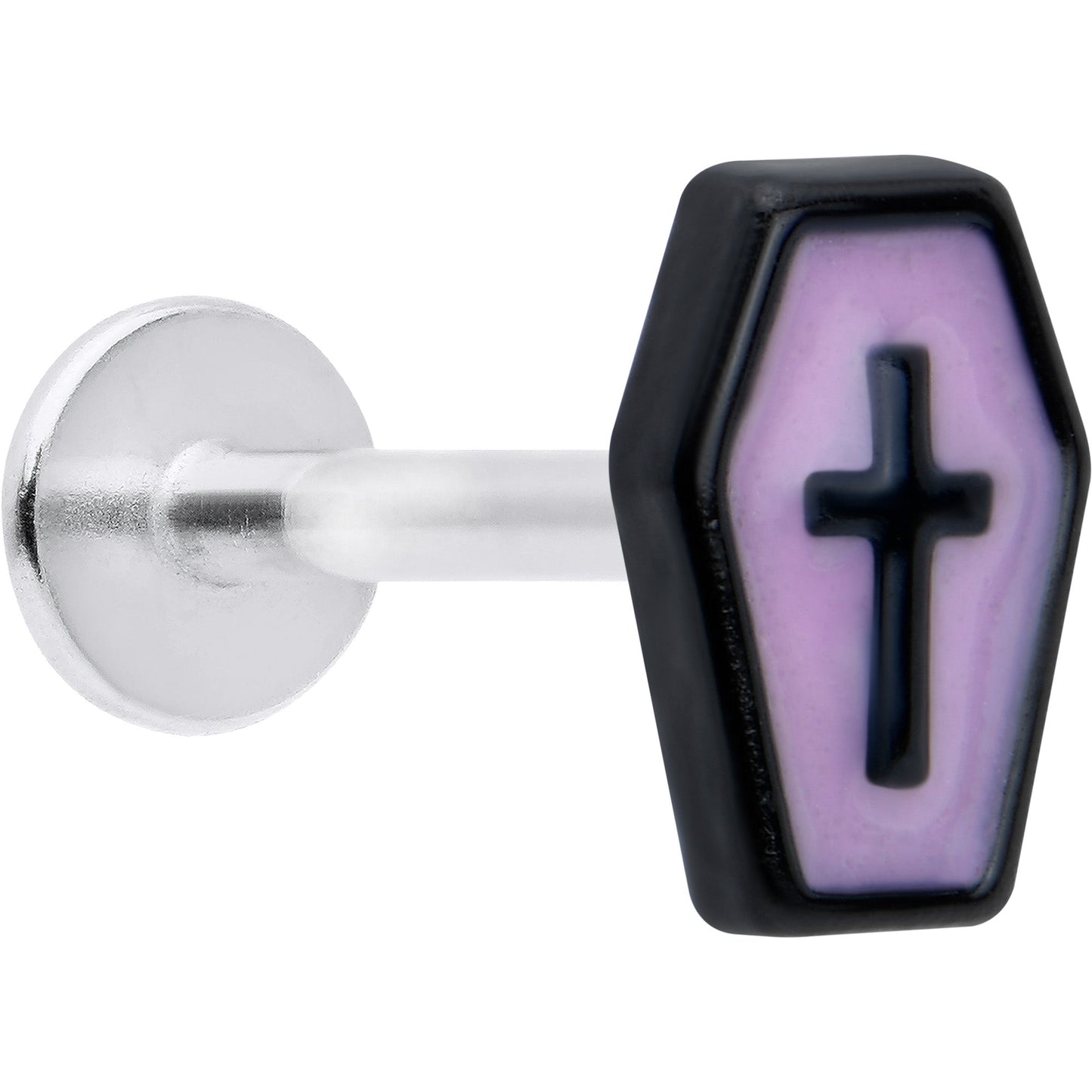 16G 5/16 Creepy Coffin Lt Purple Glow in Dark Labret Monroe Tragus