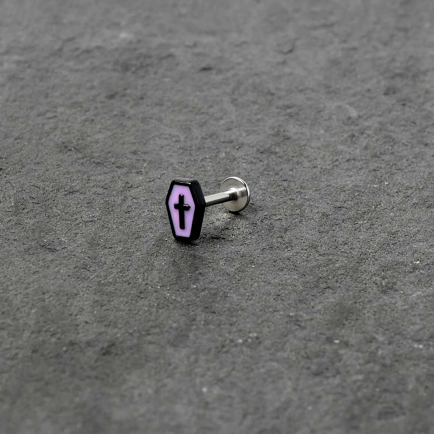 16G 5/16 Creepy Coffin Lt Purple Glow in Dark Labret Monroe Tragus