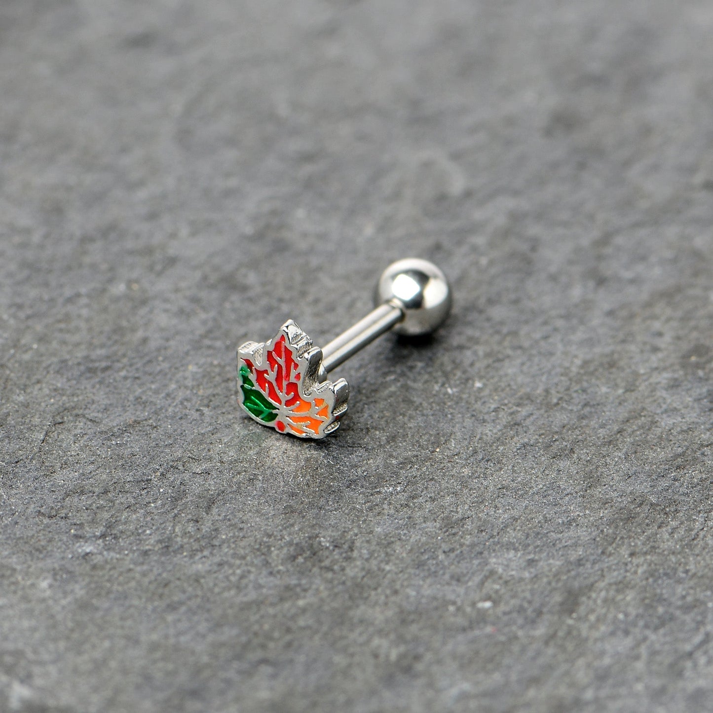 16G 5/16 Autumn Tricolor Maple Leaf Cartilage Tragus Earring