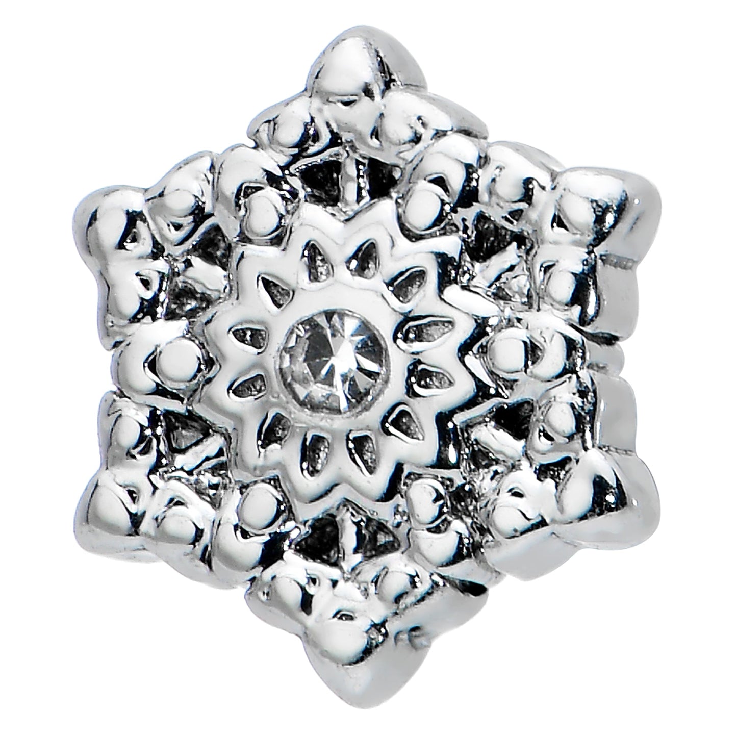 16G 1/4 Clear Gem Filigree Epic Snowflake Cartilage Tragus Earring