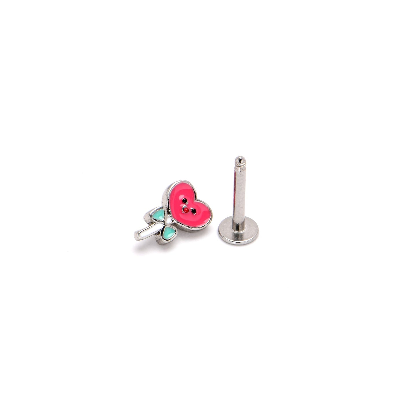16G 5/16 Sweet Happy Heart Lollipop Labret Monroe Tragus