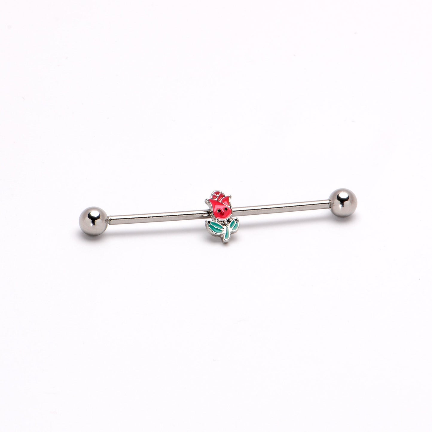 14G Sweet Happy Rose Flower Industrial Barbell 38mm
