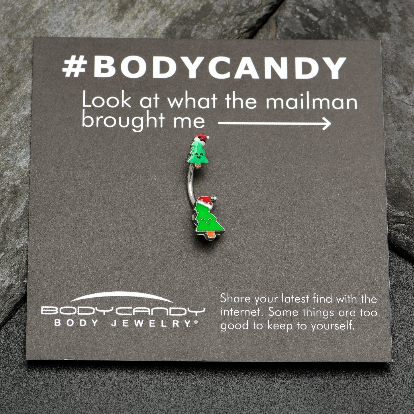 Merry Christmas Trees Hats Holiday Double Mount Belly Ring