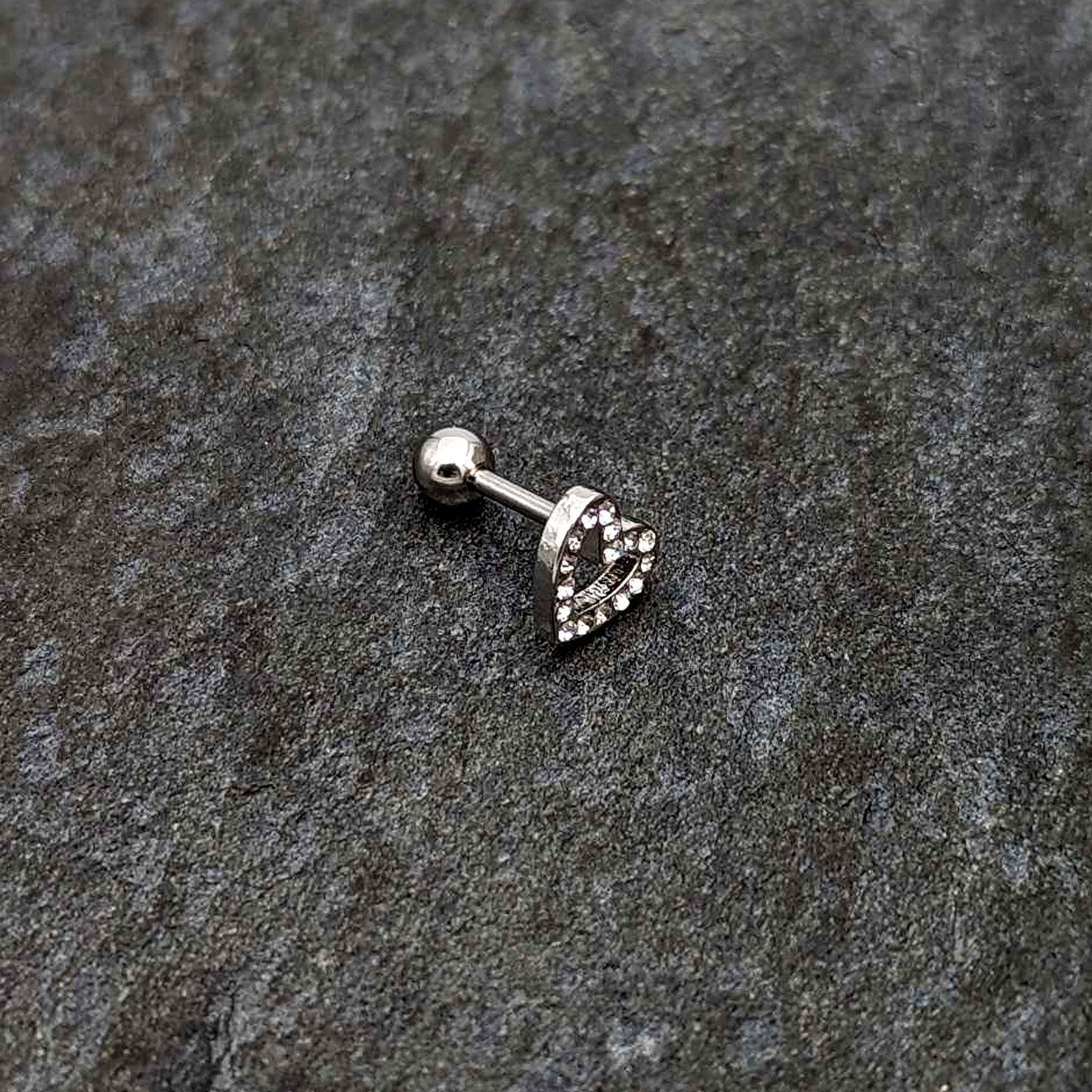 16G 1/4 Clear Gem Open Heart Valentine Cartilage Tragus Earring