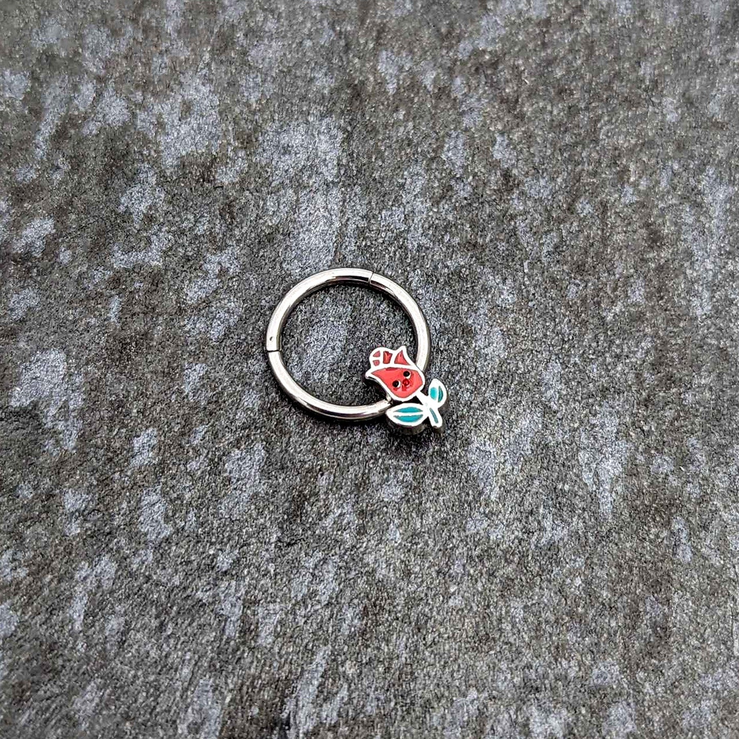 16G 3/8 Sweet Happy Rose Flower Hinged Segment Ring