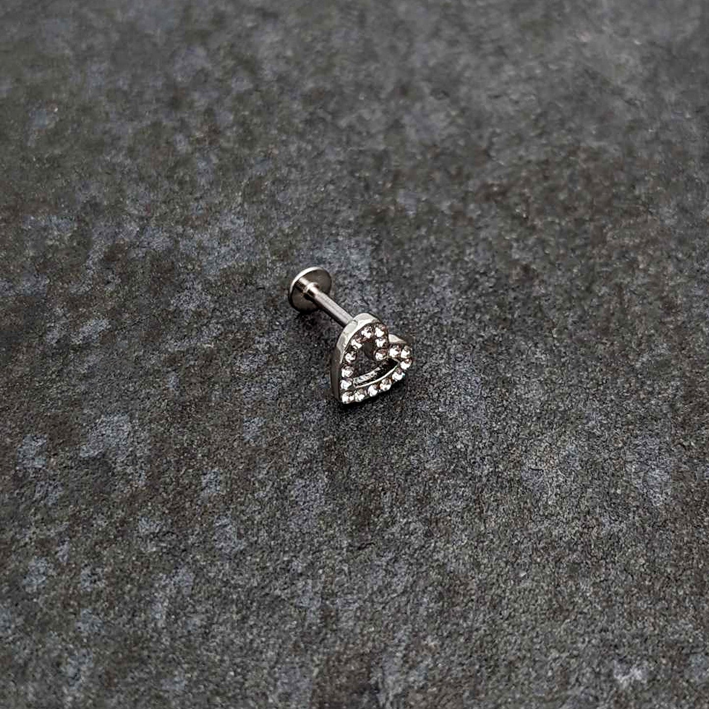 16G 5/16 Clear Gem Open Heart Valentine Labret Monroe Tragus