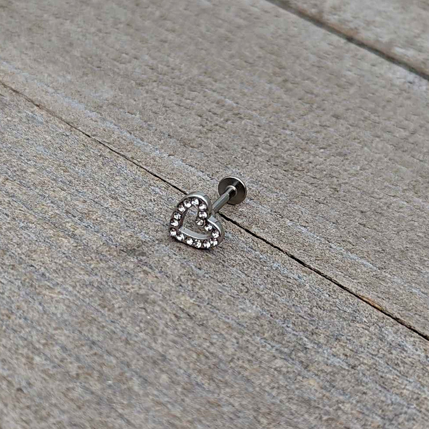 16G 5/16 Clear Gem Open Heart Valentine Labret Monroe Tragus