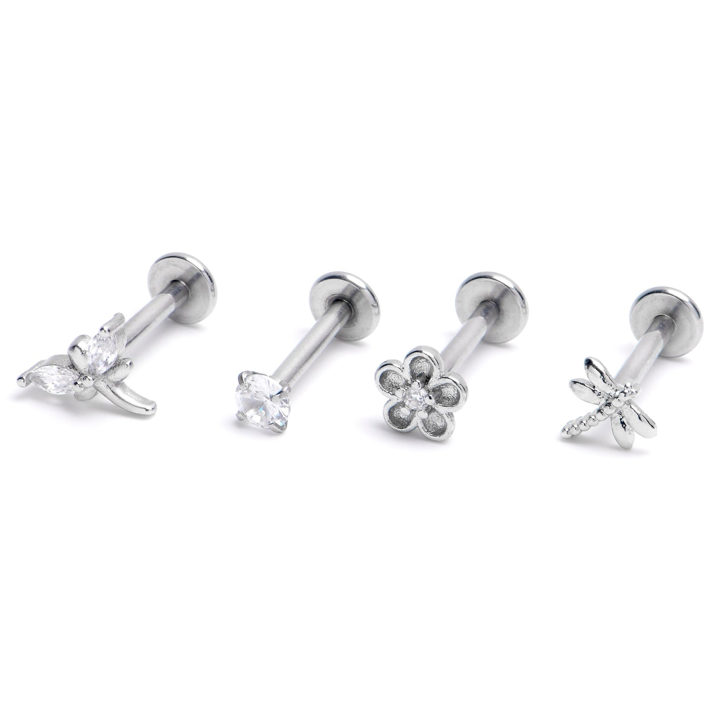 16G 5/16 Clear Gem Dragonflies Sun Labret Monroe Tragus Curation Set of 4