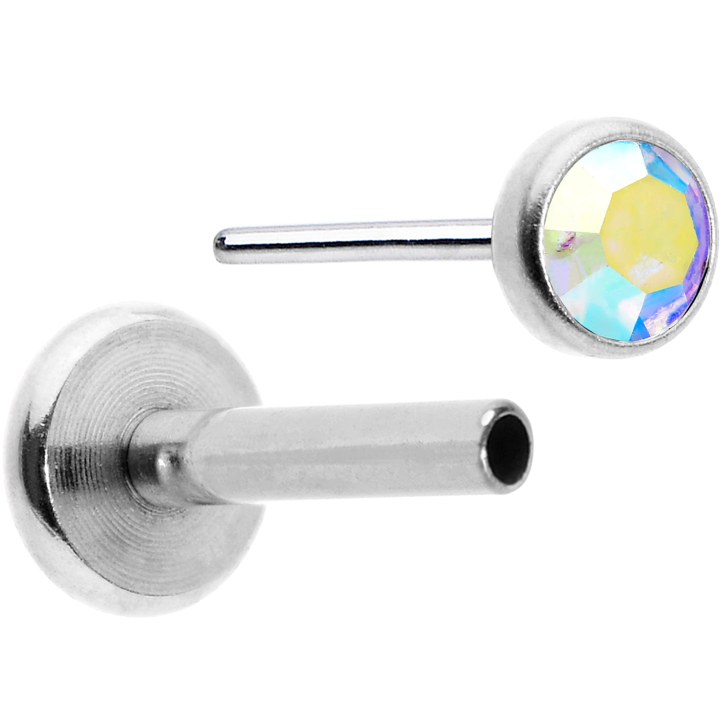 16G 5/16 Aurora Gem Threadless Labret Monroe Tragus