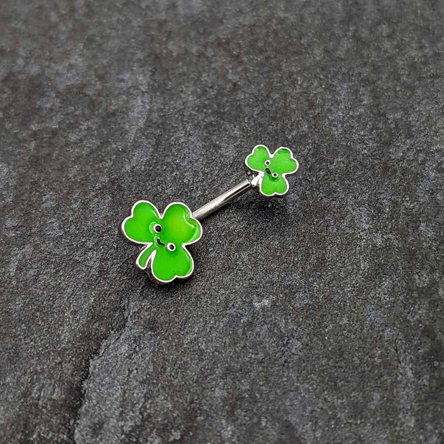 Sweet Happy Shamrocks St Patricks Day Double Mount Belly Ring