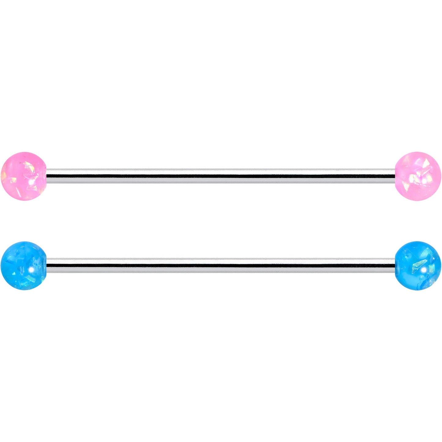 14G Pink White Purple Faux Opal Pack Industrial Barbell Set of 4