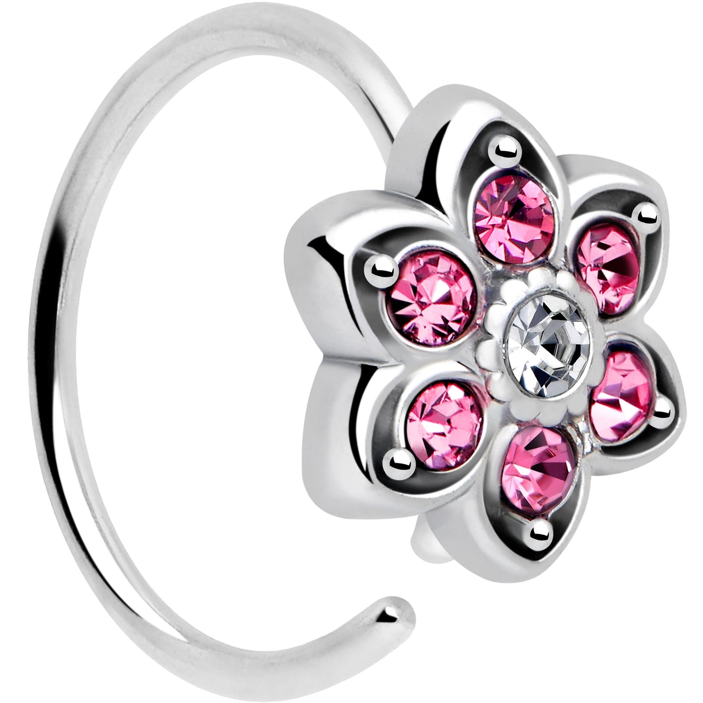 20G 5/16 Pink Radiant Blossom Flower Nose Hoop