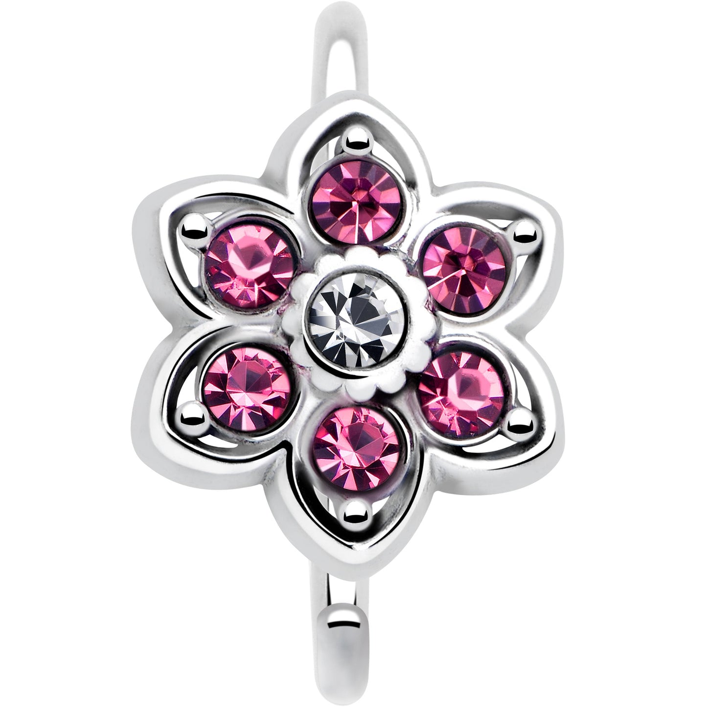 20G 5/16 Pink Radiant Blossom Flower Nose Hoop