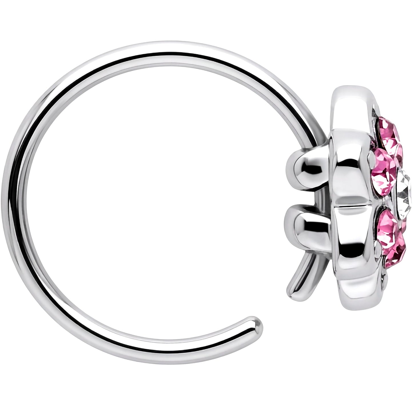 20G 5/16 Pink Radiant Blossom Flower Nose Hoop