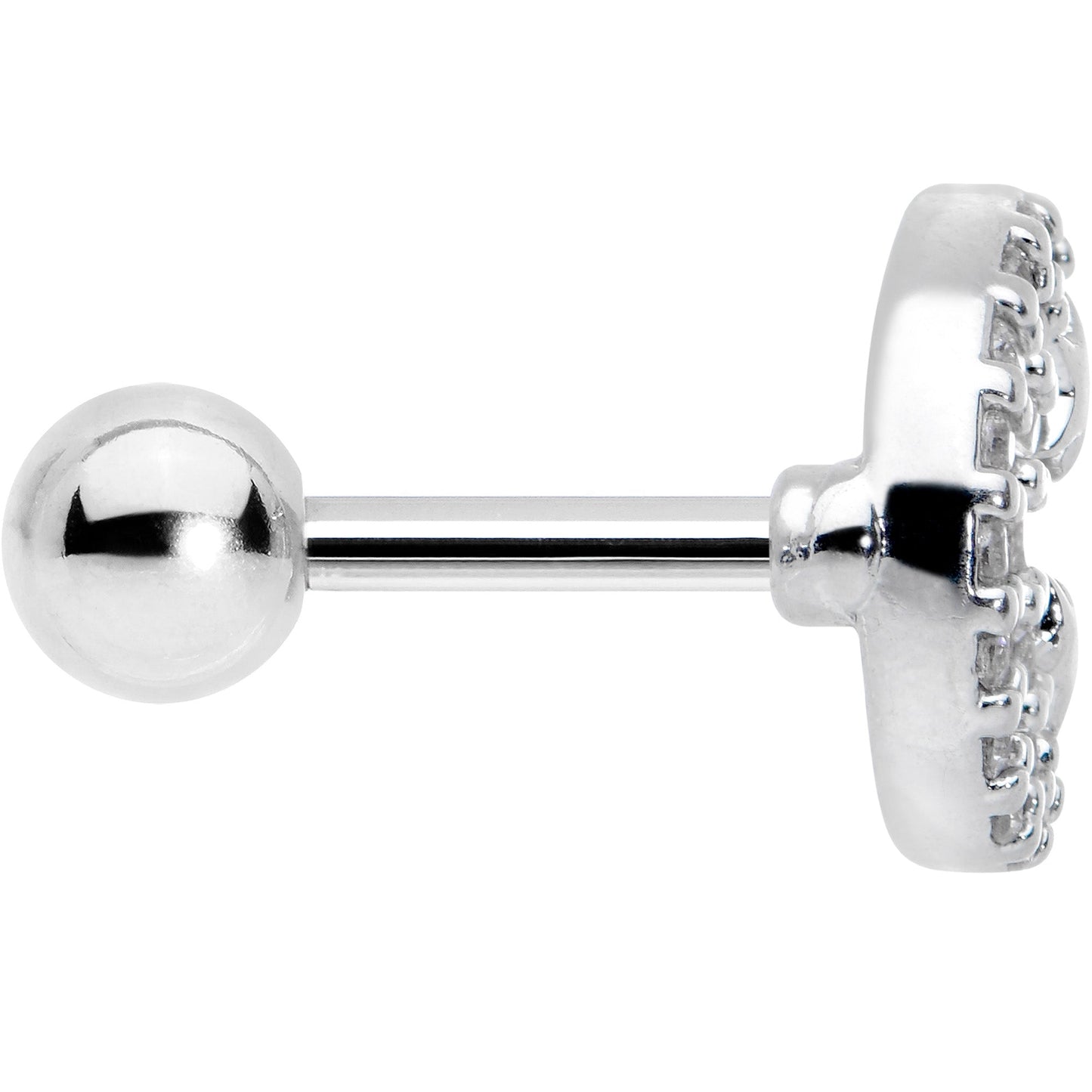 16G 1/4 Clear CZ Gem Starry Crescent Moon Cartilage Tragus Earring