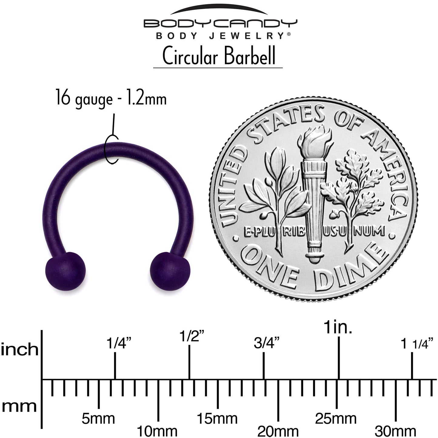 16G 3/8 Dark Purple Matte Horseshoe Circular Barbell