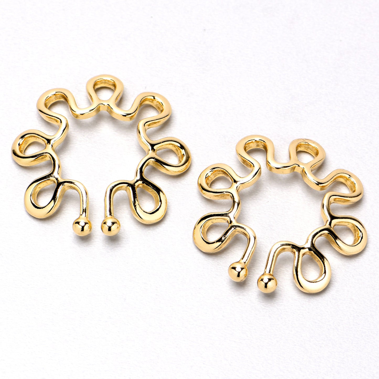 Gold Tone Trippy Flower Clip On Fake Nipple Ring Set
