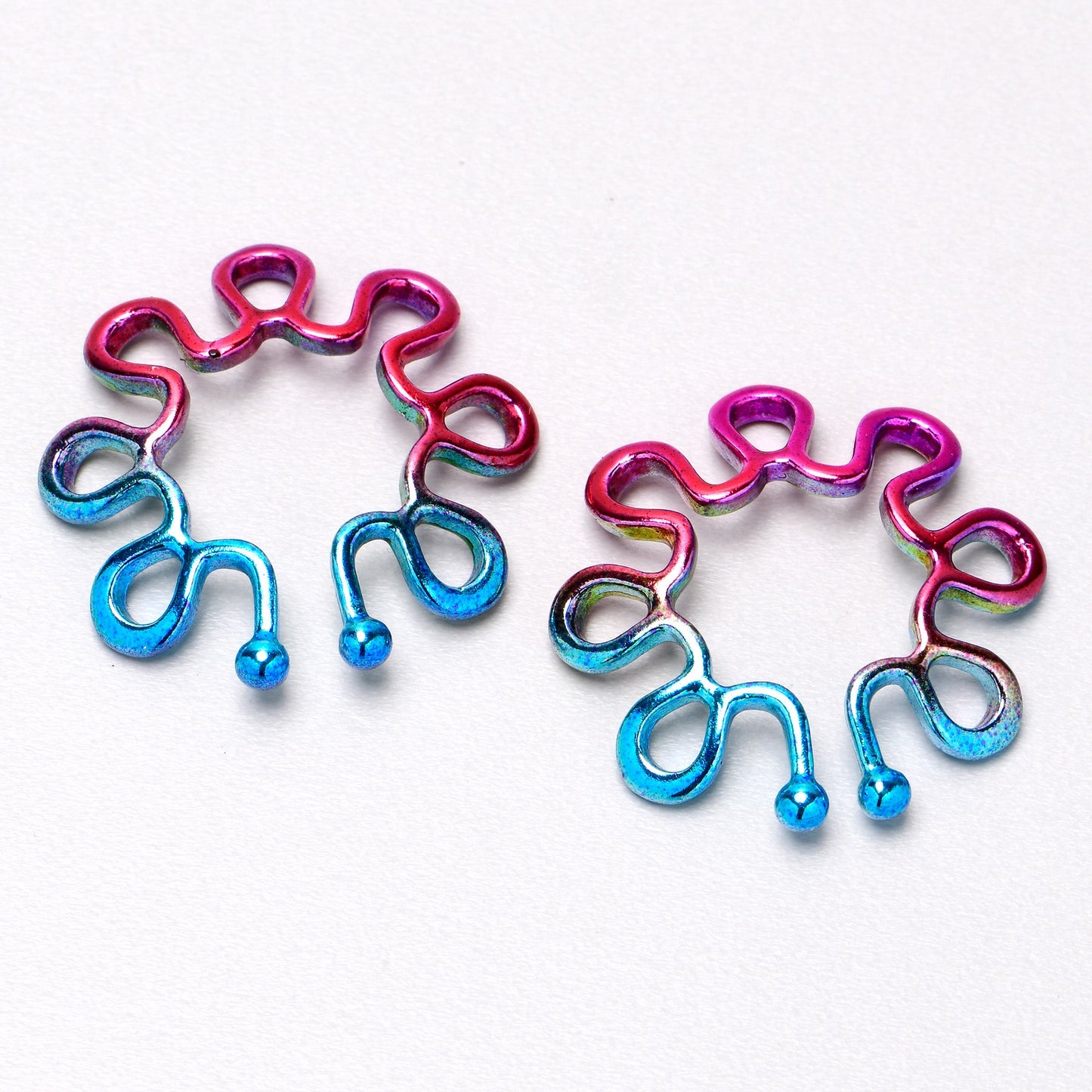 Rainbow Trippy Flower Clip On Fake Nipple Ring Set