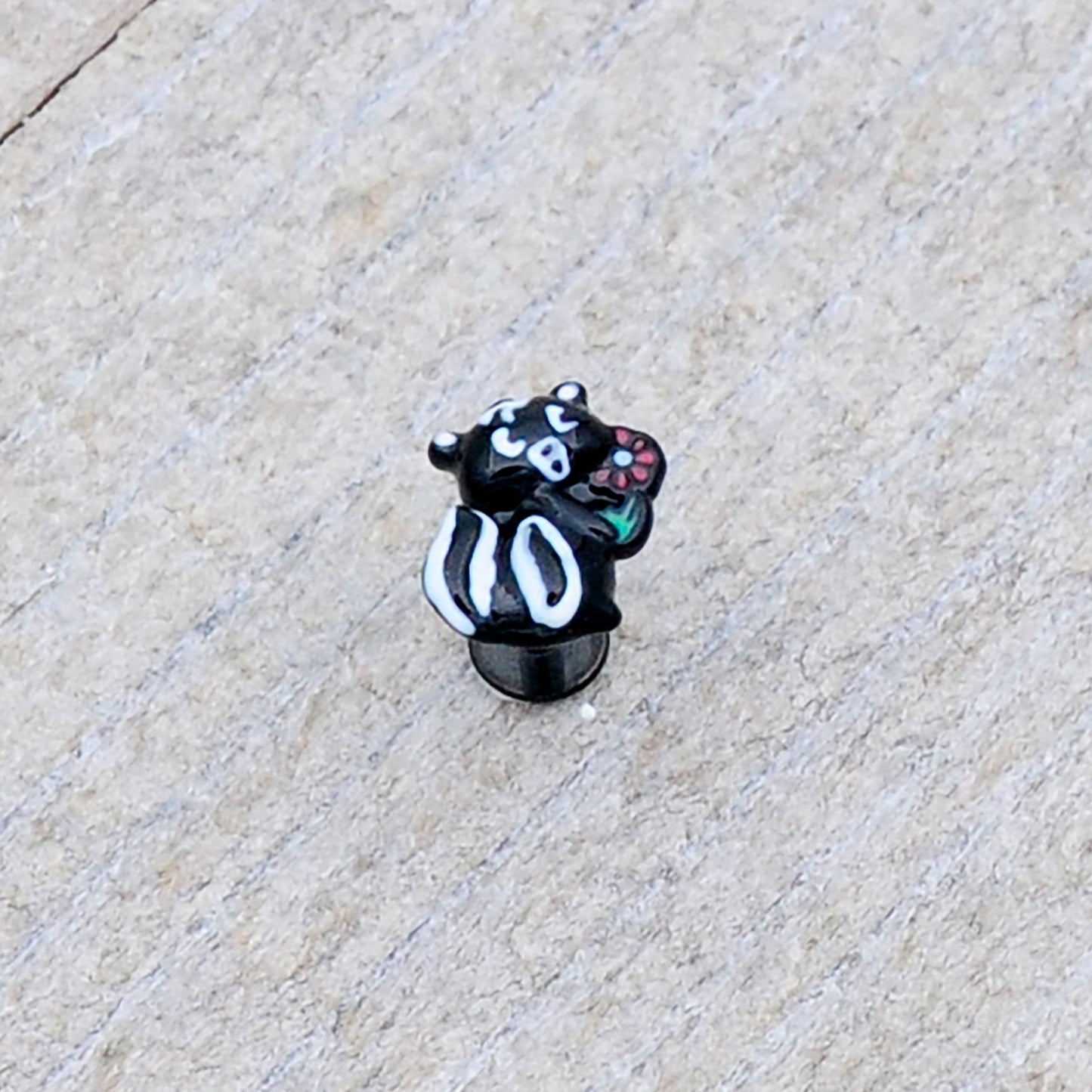 16G 5/16 Black Funky Skunk Labret Monroe Tragus