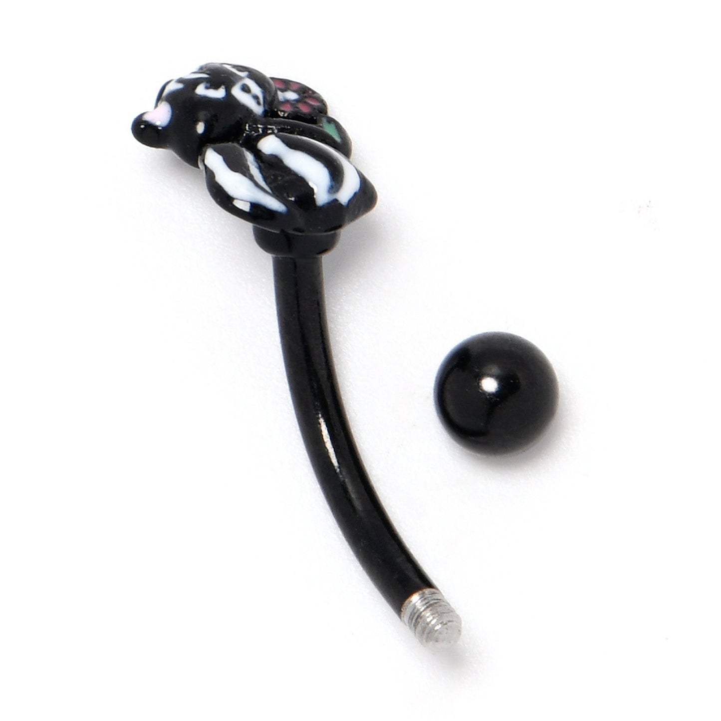 16G 5/16 Black Funky Skunk Curved Eyebrow Ring