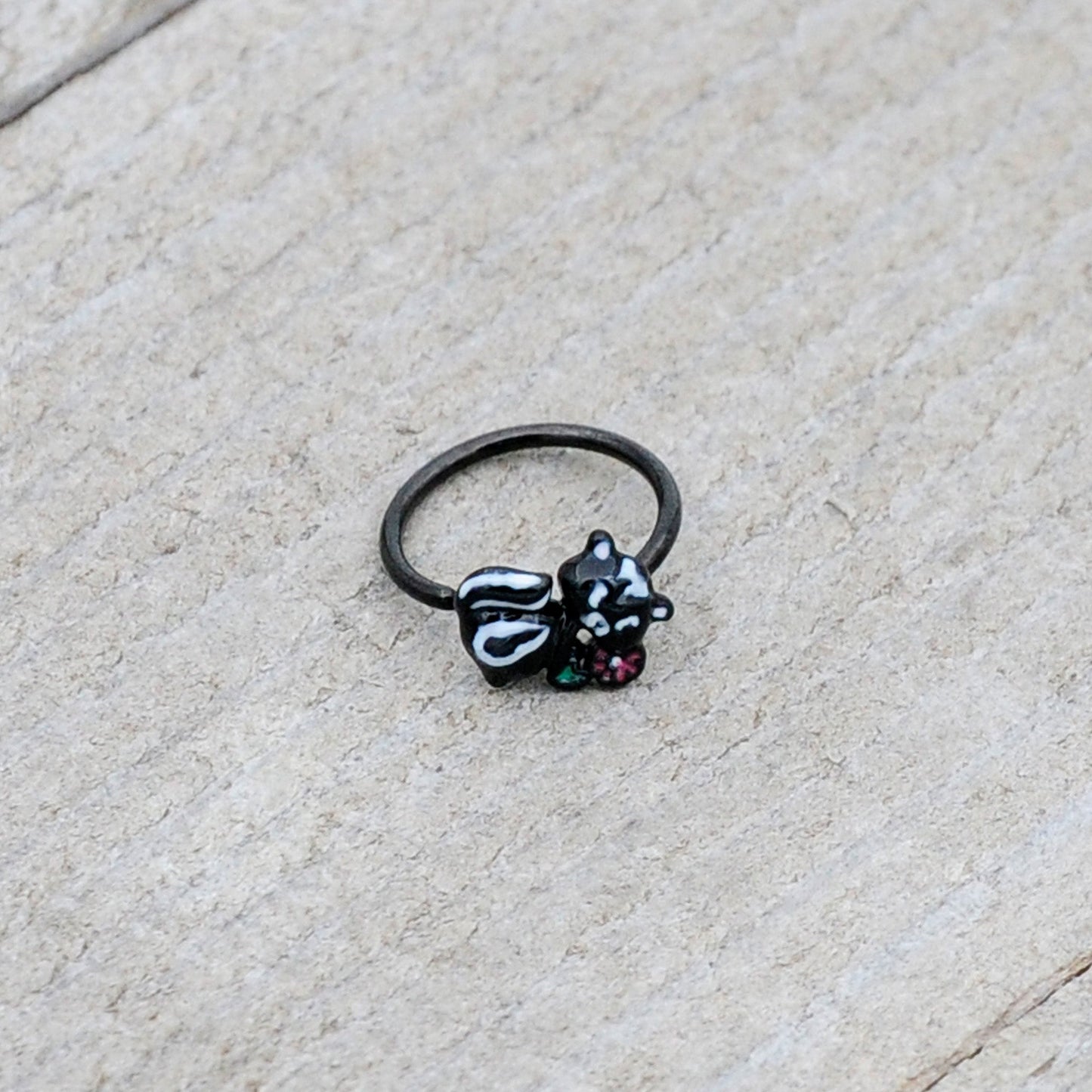20G 5/16 Black Funky Skunk Nose Hoop
