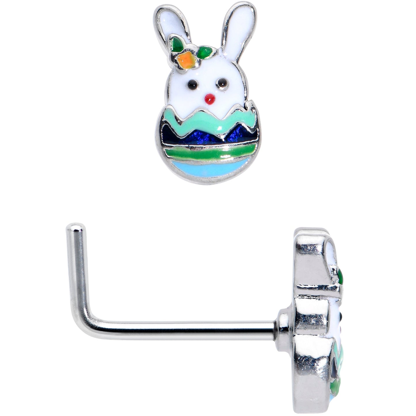 20G 7mm Easter Egg Bunny L Shape Nose Ring