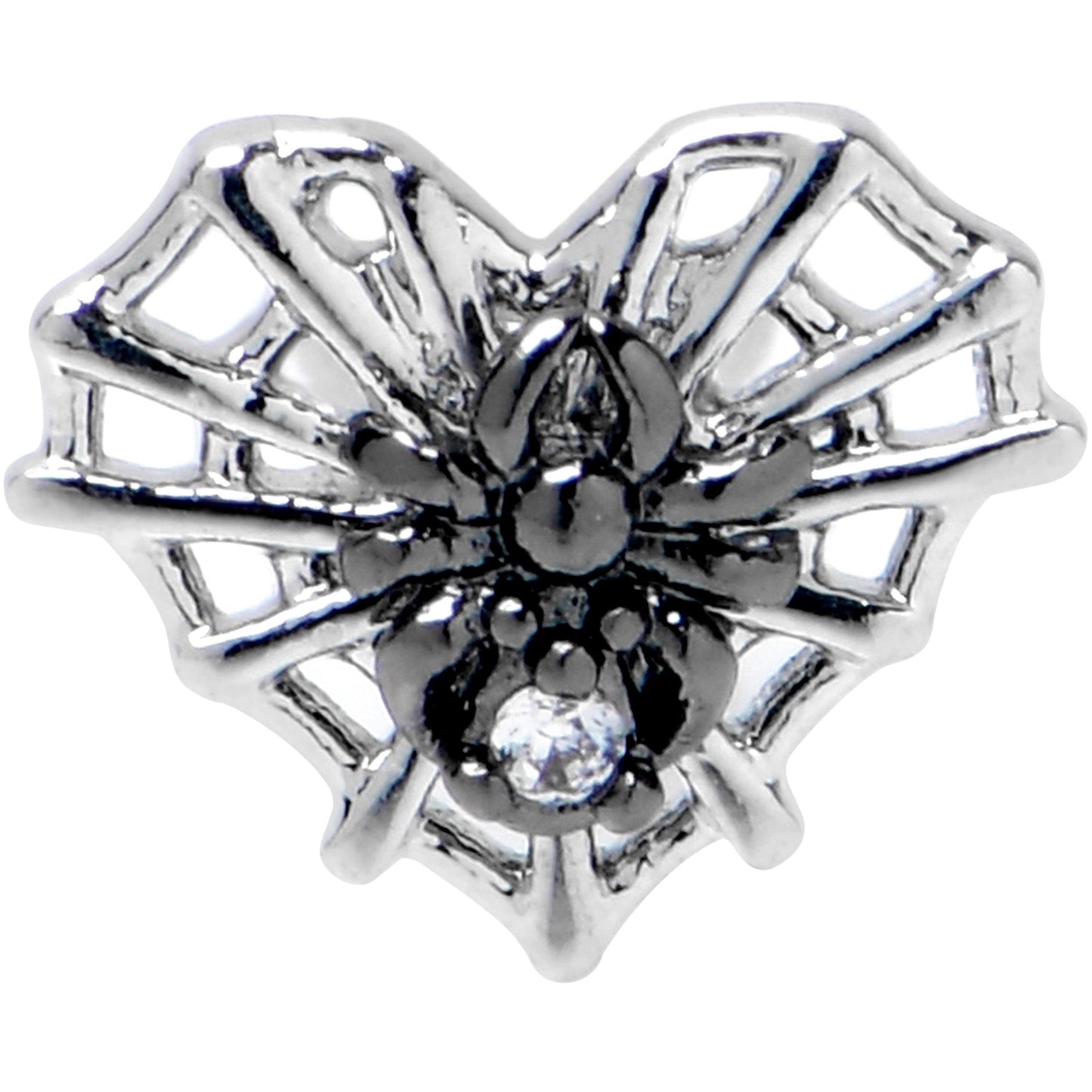 16G 5/16 Clear CZ Gem Heart of Spider Labret Monroe Tragus