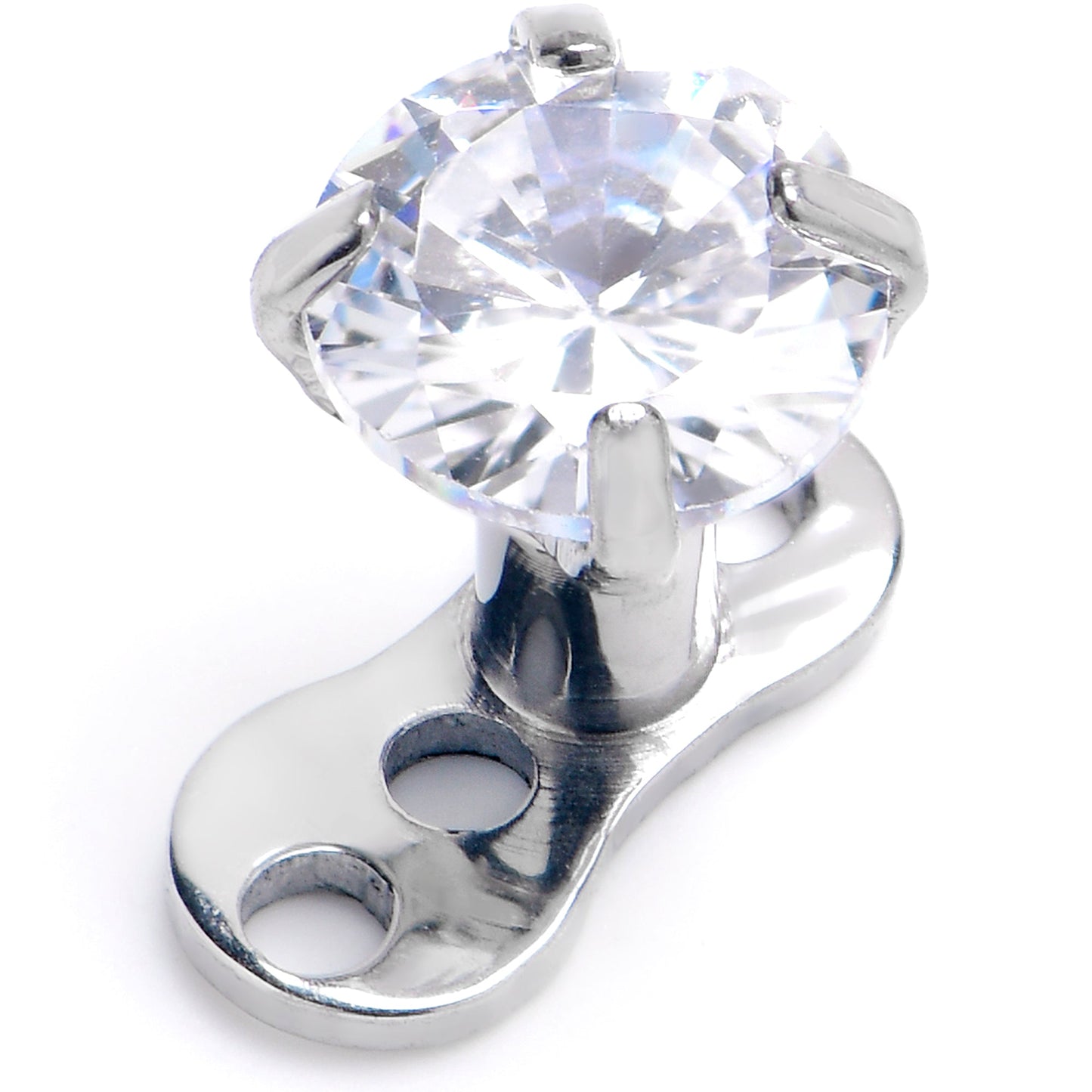 16G 4mm CZ Top 3 Hole Dermal Implant Grade Titanium Anchor Base