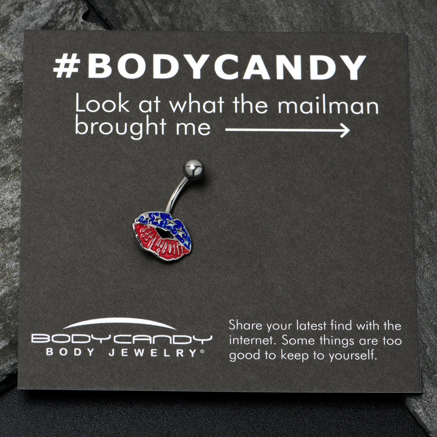 Patriotic Kissy Lips Belly Ring