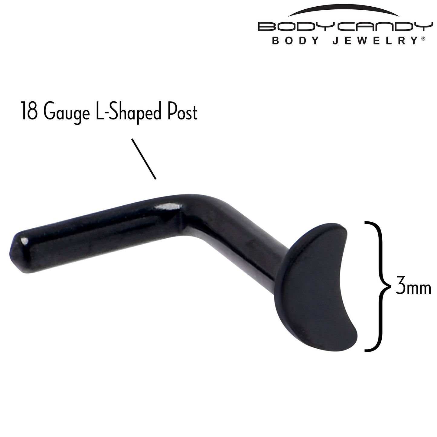 18G 1/4 Black ASTM F-136 Implant Grade Titanium Moon End L Shape Nose Ring