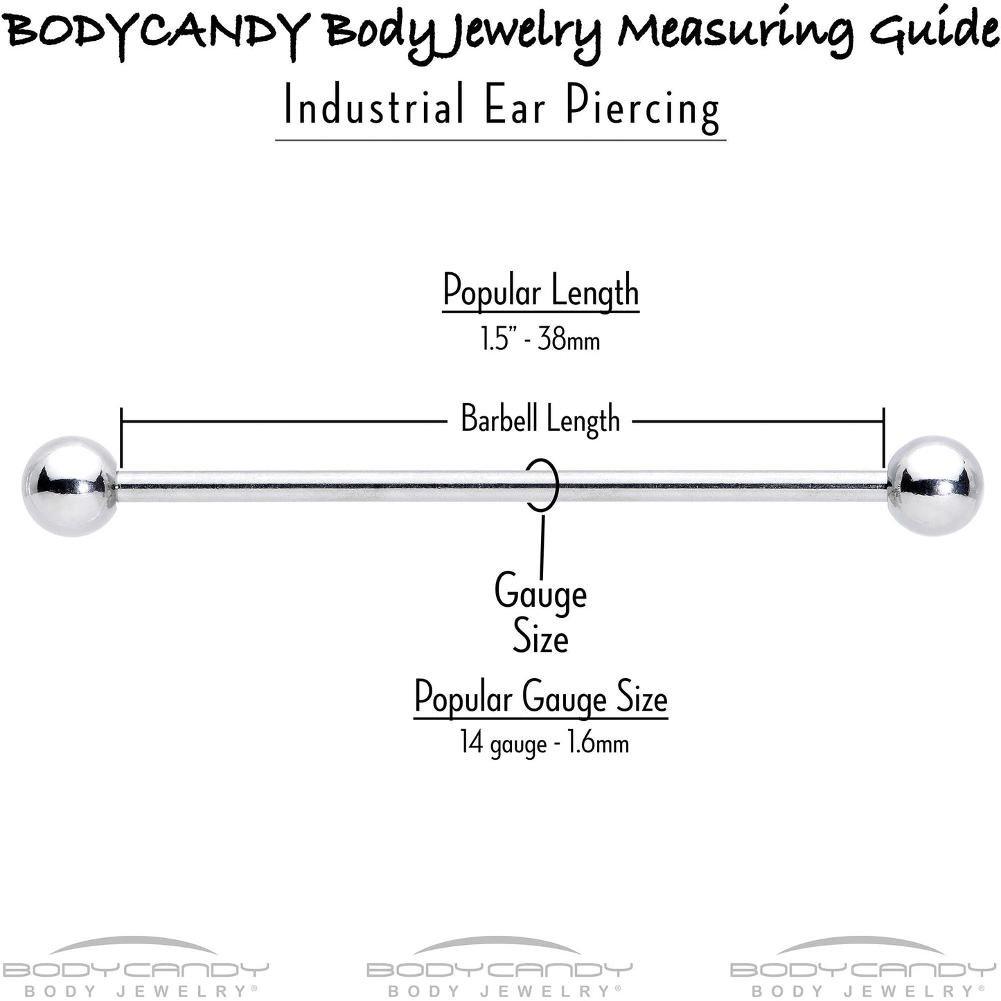 14G Red Blue Clear Gem Patriotic Hat Industrial Barbell 38mm
