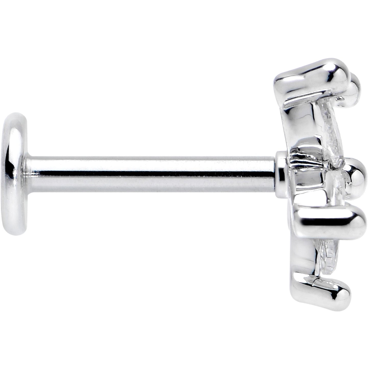 16G 5/16 Clear CZ Gem Flower Fantastic Internally Threaded Labret