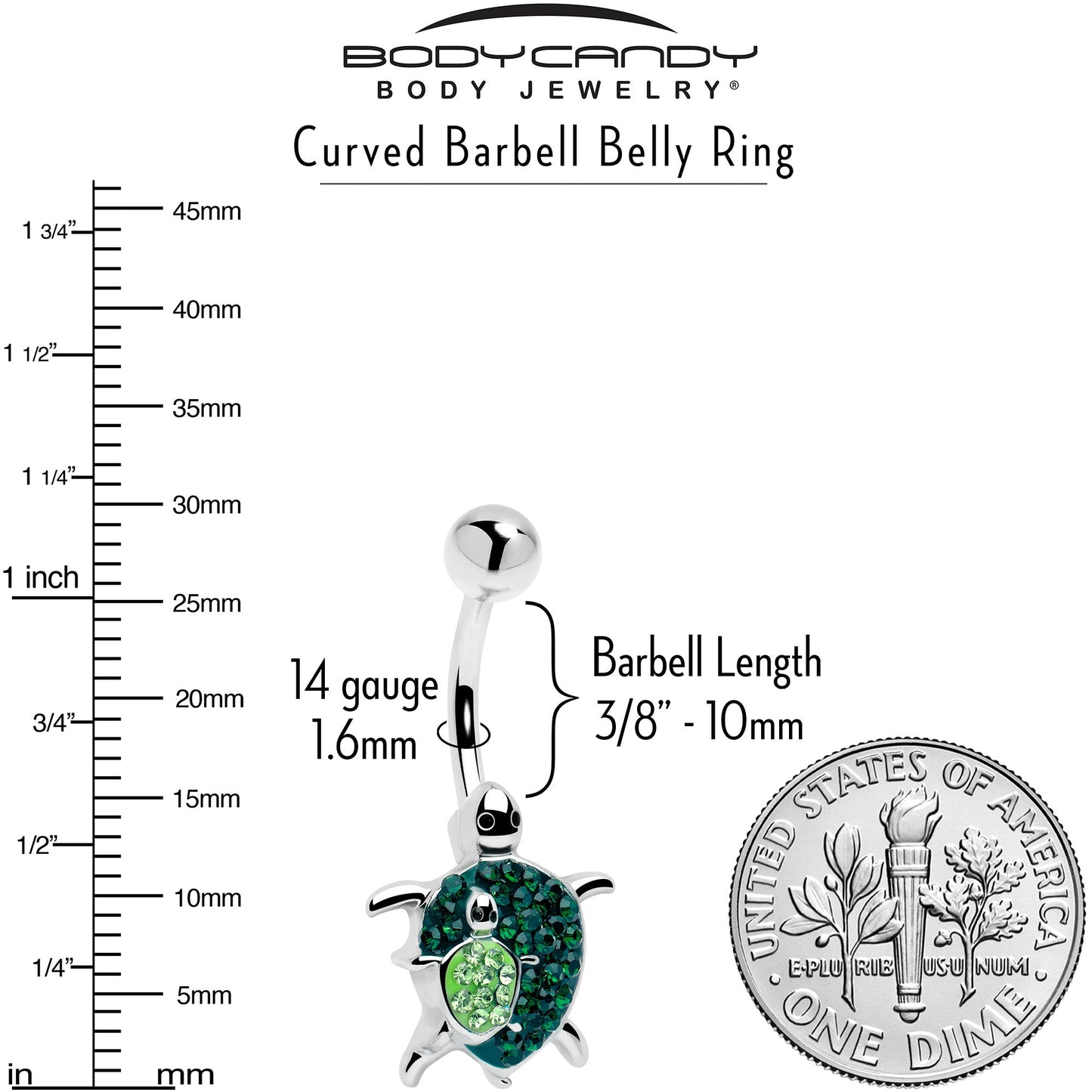 Green Gem Turtle World Belly Ring