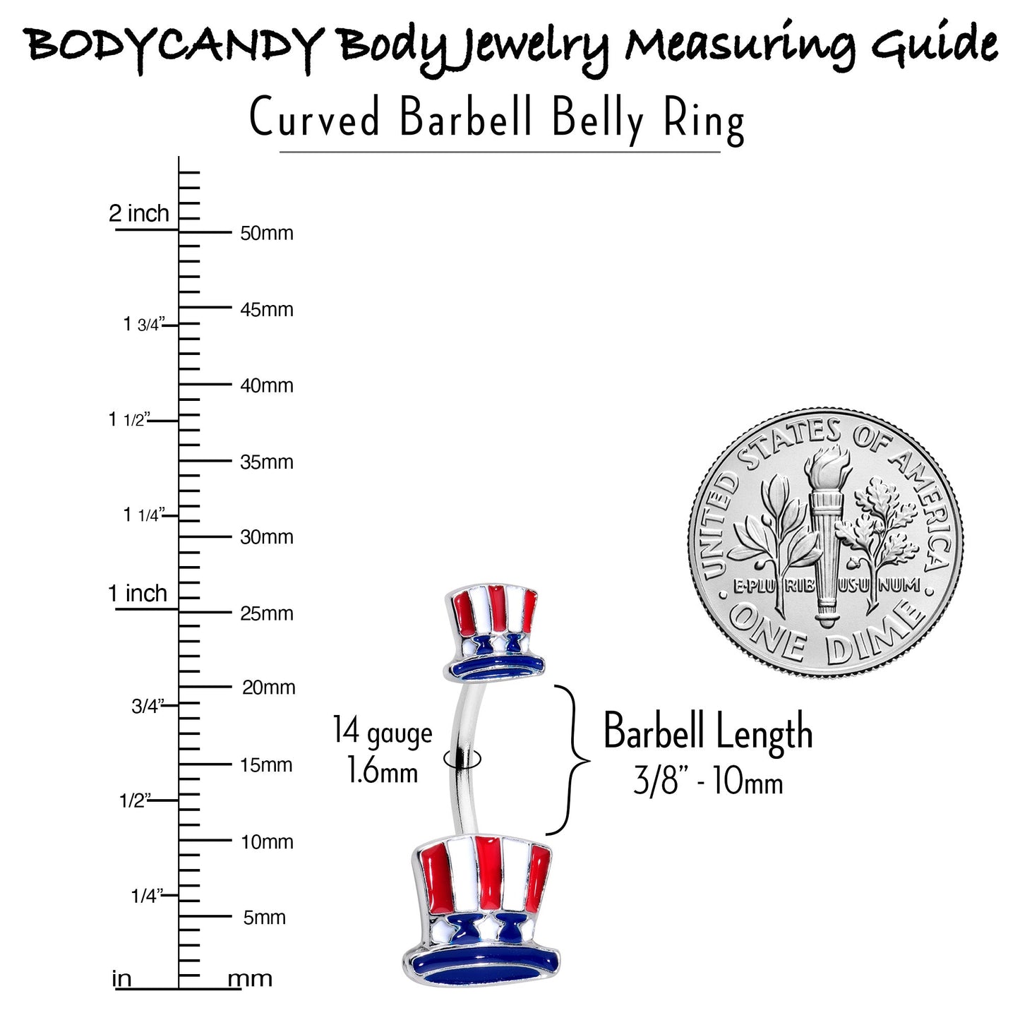 Patriotic Uncle Sam Top Hat Double Mount Belly Ring