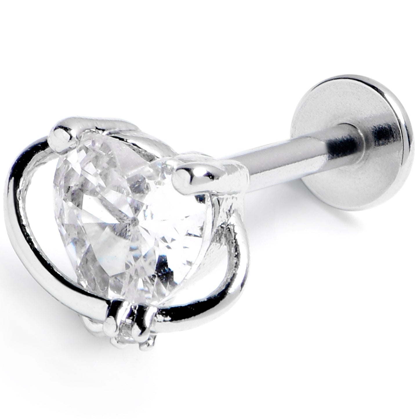 16G 5/16 Clear CZ Gem Saturn Heart Labret Monroe Tragus