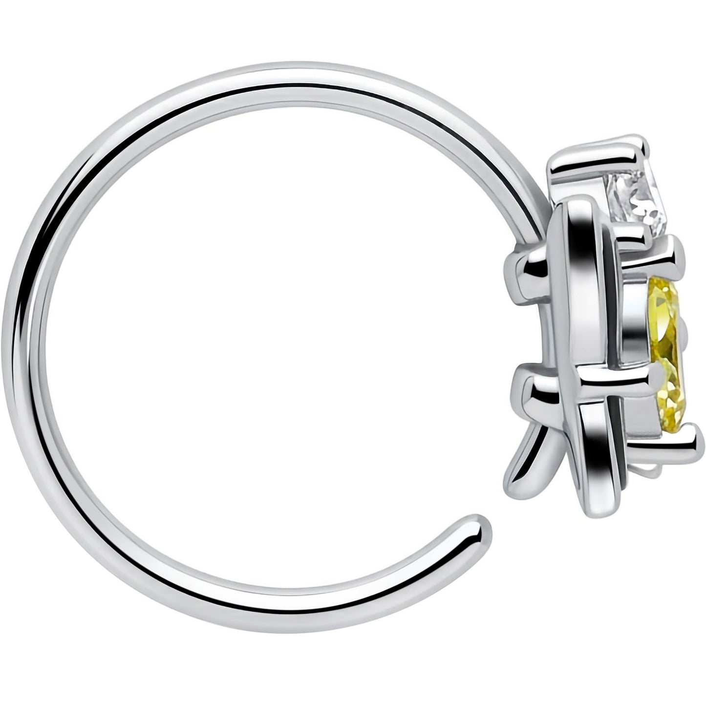 20G 5/16 Clear Yellow Gem Dark Butterfly Nose Hoop