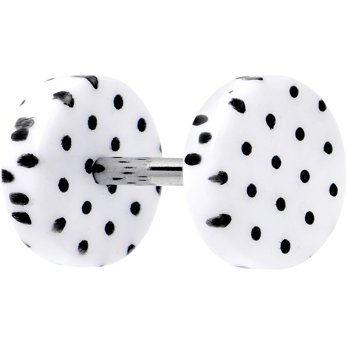 16G White Acrylic Polka Dots Black Cheater Plug Set