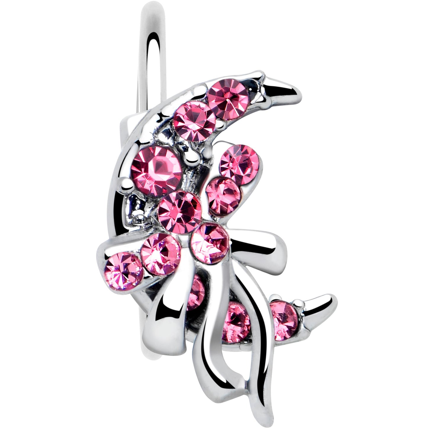 20G 5/16 Pink Gem Cartilage Helix Hoop Earring