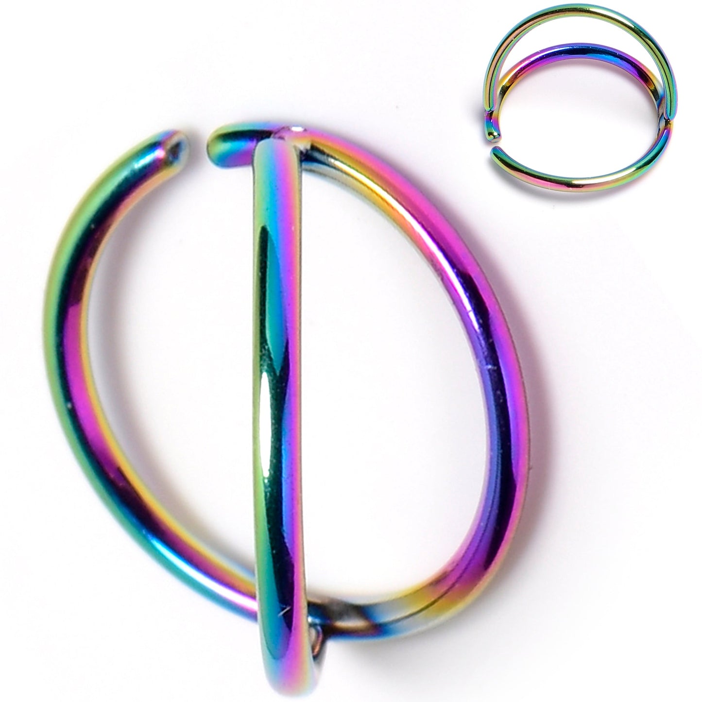 20G 5/16 Rainbow Double Nose Hoop