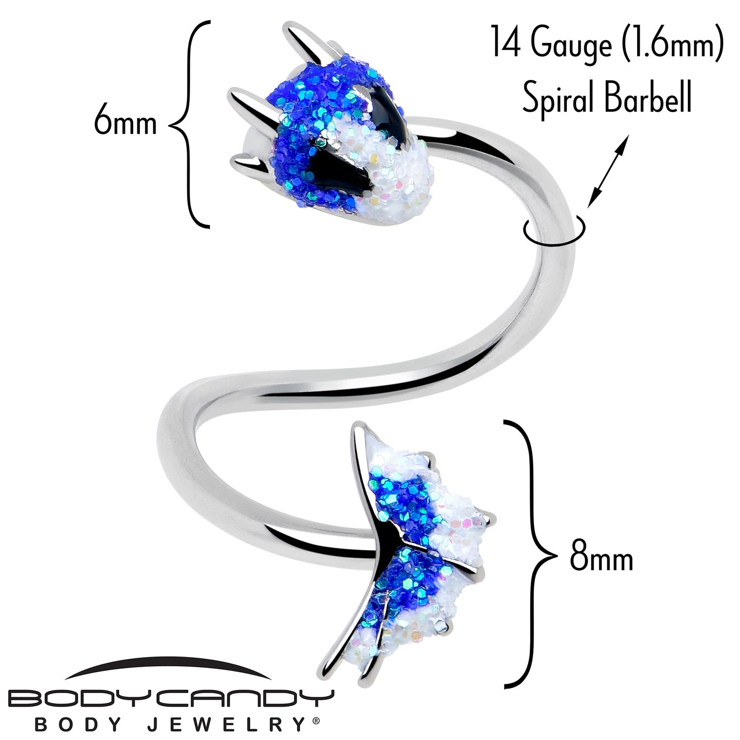 Sea Monster Glitter Blue Spiral Twister Belly Ring