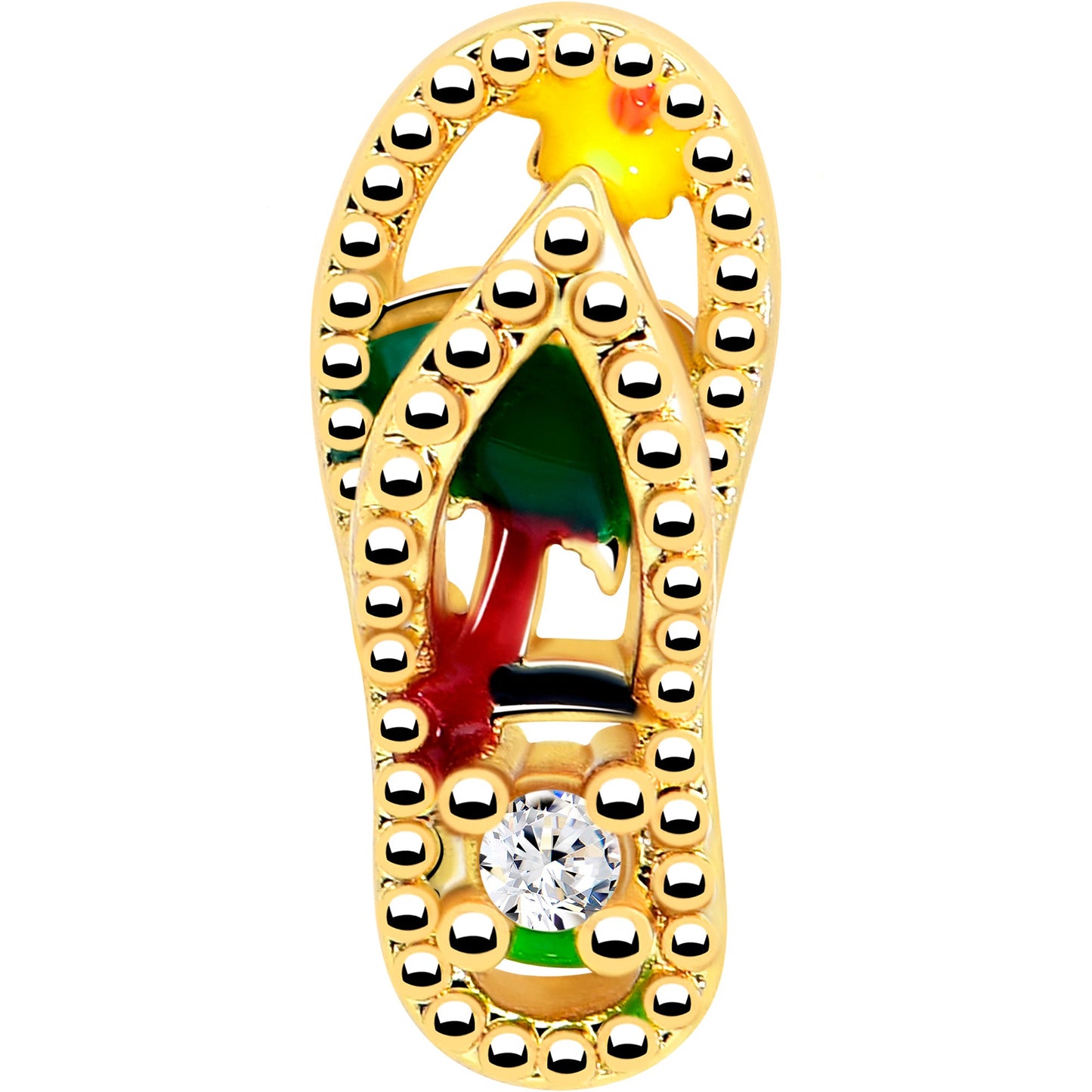 16G 5/16 Clear Gem Gold Tone Beach Sandal Labret Monroe Tragus