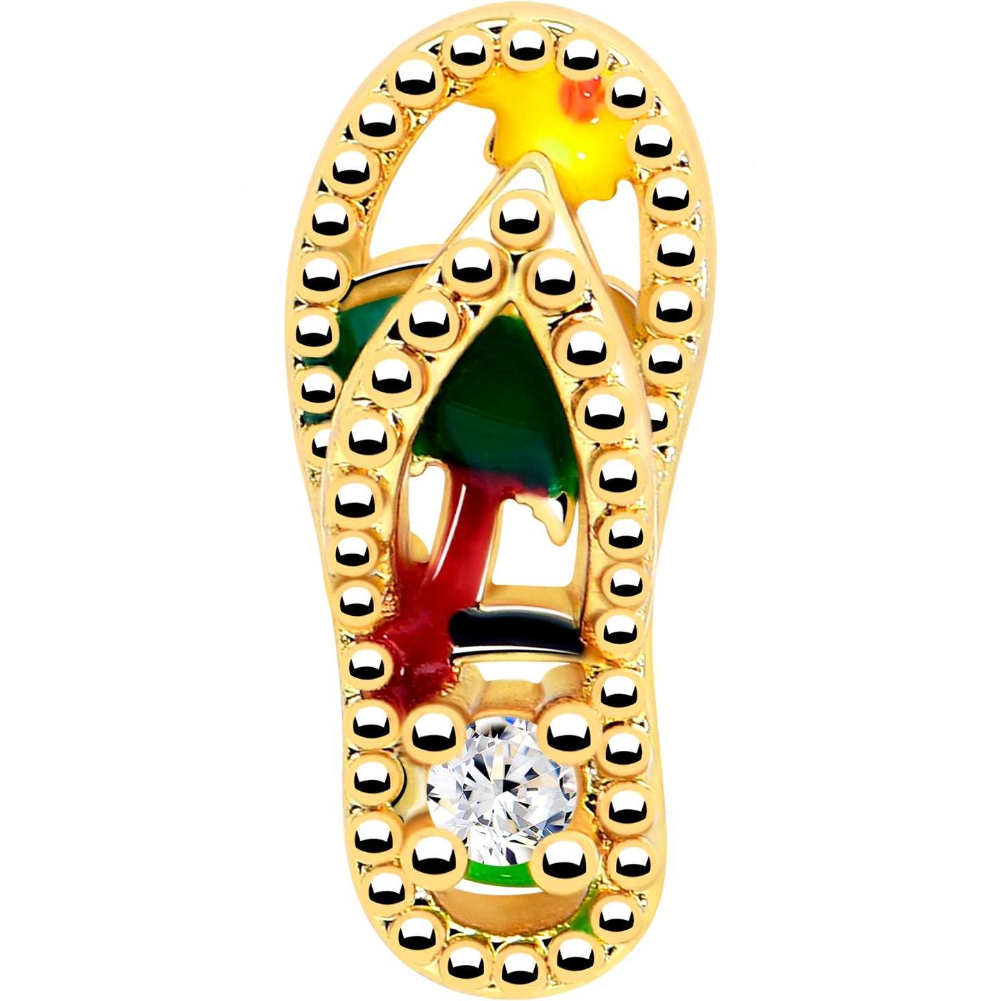 20G 7mm Clear Gem Gold Tone Beach Sandal L Shape Nose Ring