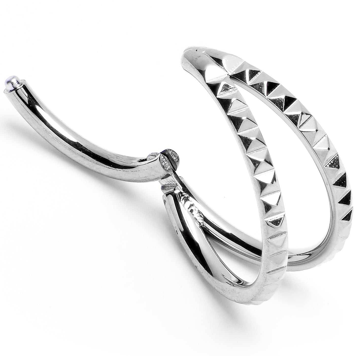 16G 3/8" 316L Steel Double Spike Precision Hinged Segment Ring