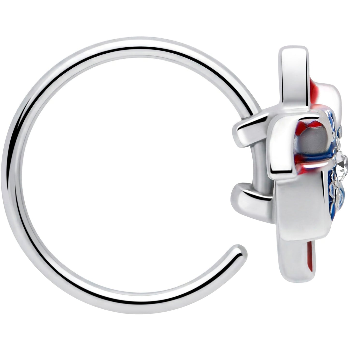 20G 5/16 Clear Gem Festive Patriot Pinwheel Nose Hoop