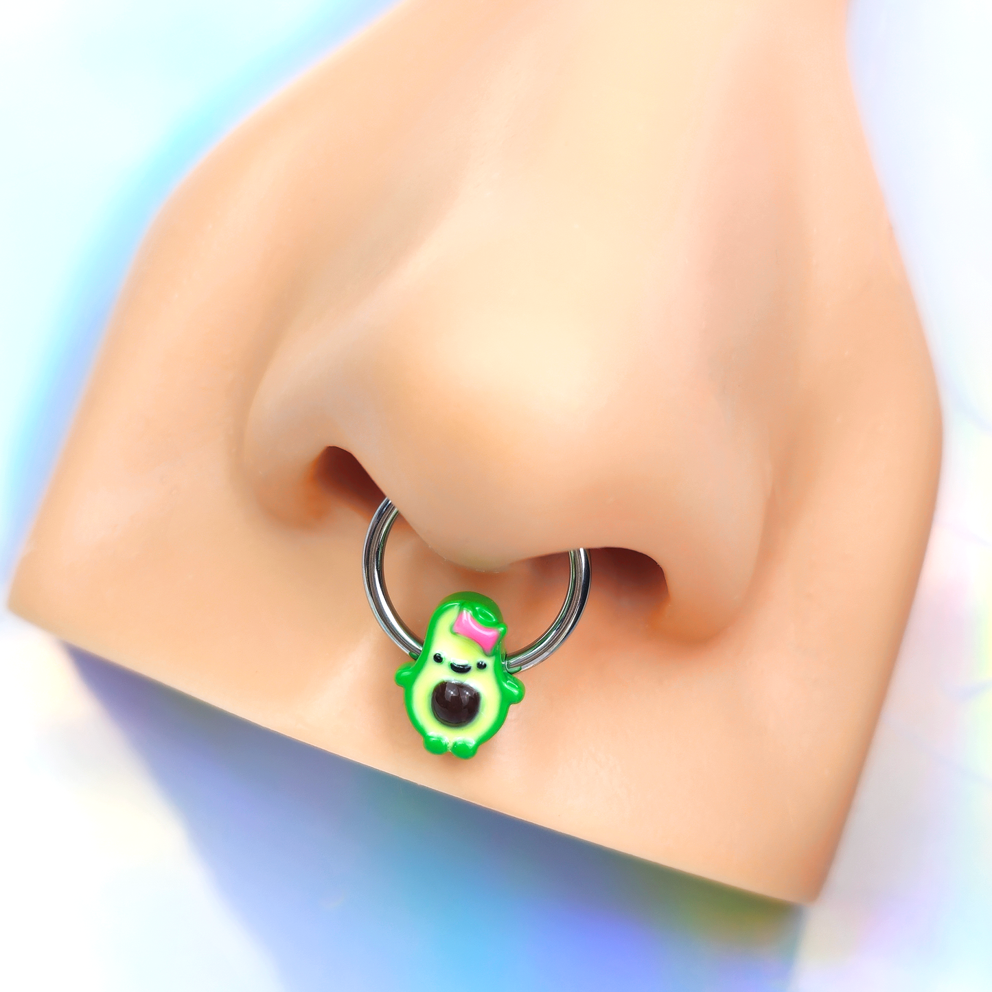 16G 3/8 Cutie Avocado Hinged Segment Ring